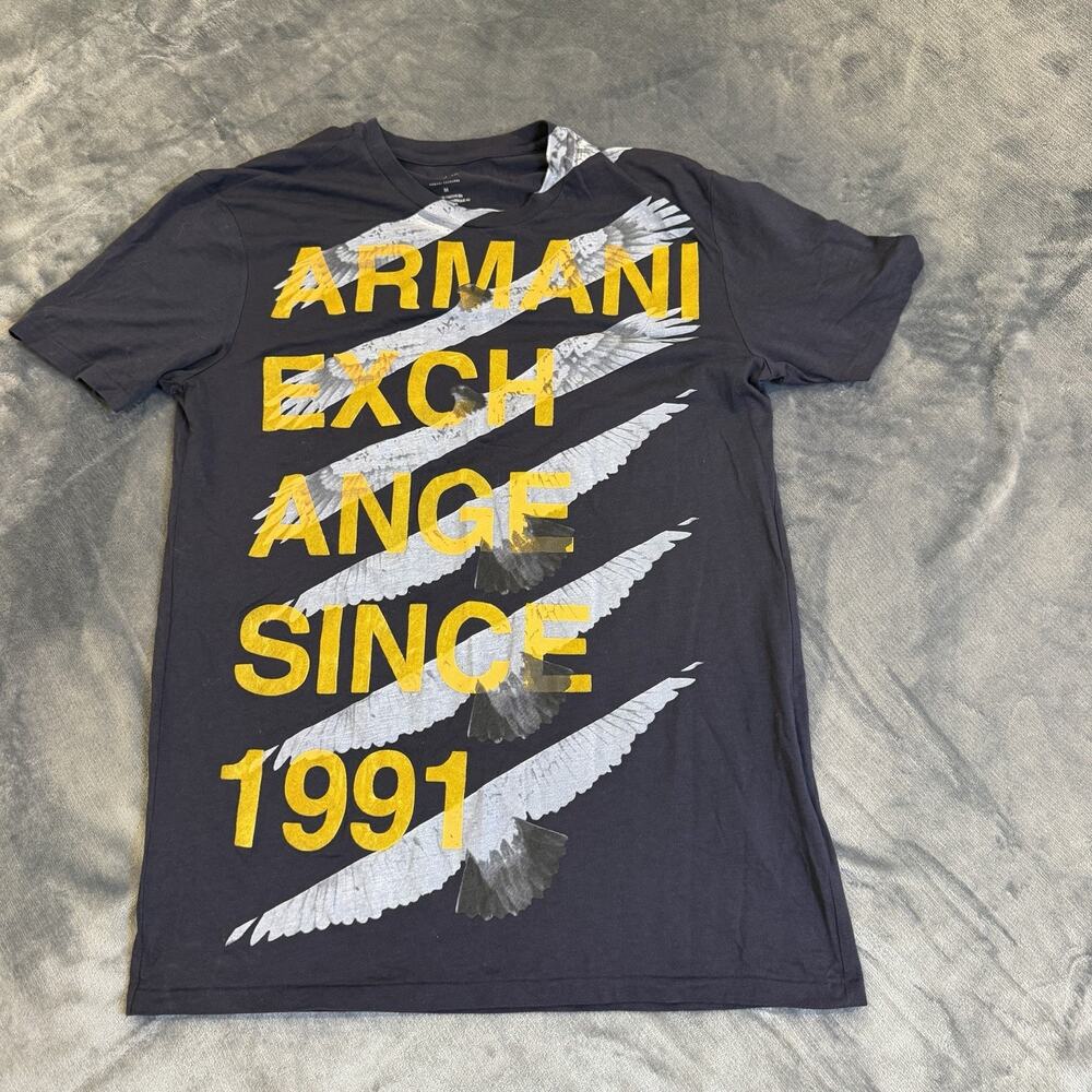 Armani Exchange Men M Graphic T-Shirt Navy Eagle Since 1991 Pima Cotton AX